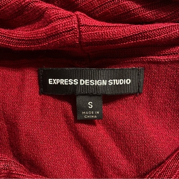 Express Red Soft Stretch Cowl Neck Short Sleeve Sweater - Picture 5 of 6